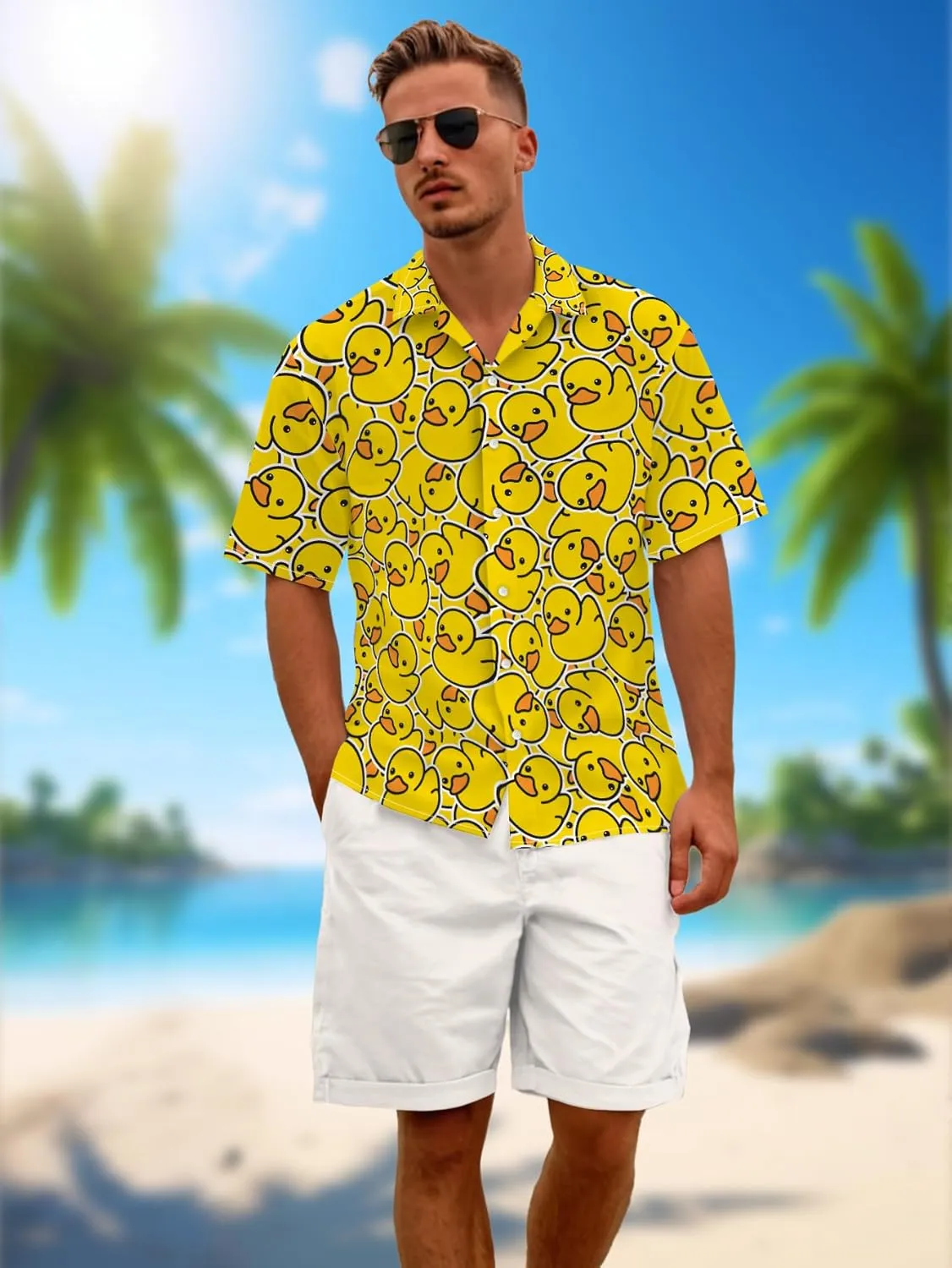 Hawaiian Shirts for Men Summer Beach Casual Short Sleeve Button Down Shirts Novelty Print Tropical Beach Shirts
