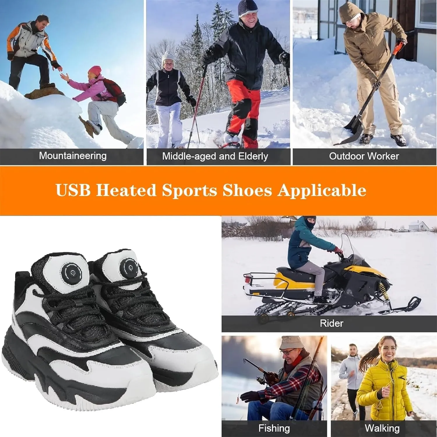 Heated Boots for Men Women Winter Waterproof Warm Snow Boots Rechargeable Electric Heating Boots Foot Warmers