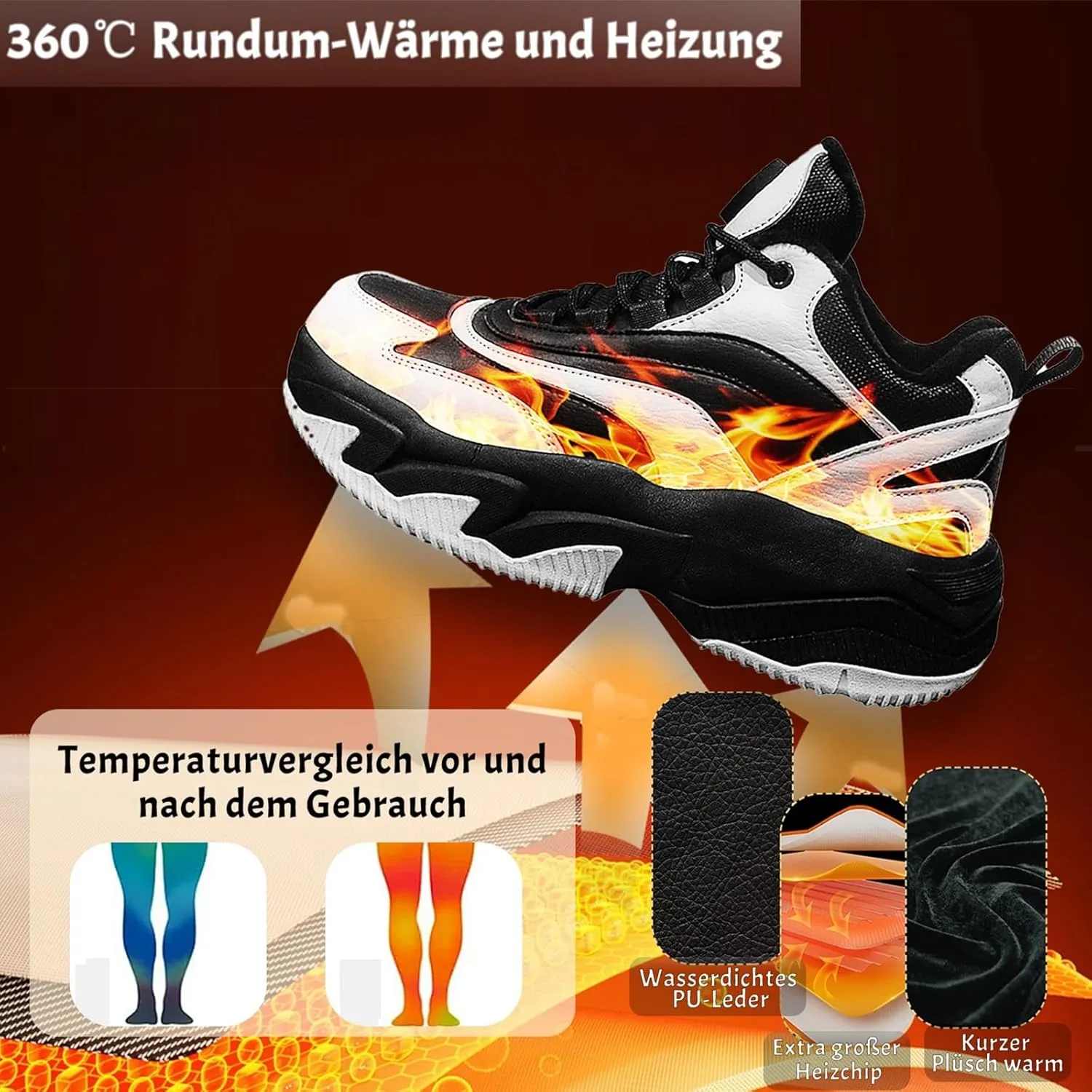 Heated Boots for Men Women Winter Waterproof Warm Snow Boots Rechargeable Electric Heating Boots Foot Warmers