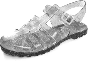 Hee grand Crystal Jelly Heel Sandals For Women Summer Beach Jelly Shoes