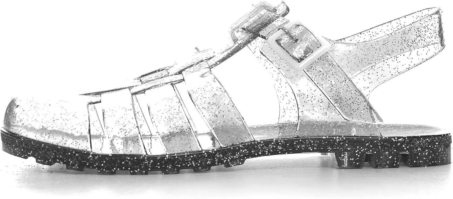 Hee grand Crystal Jelly Heel Sandals For Women Summer Beach Jelly Shoes