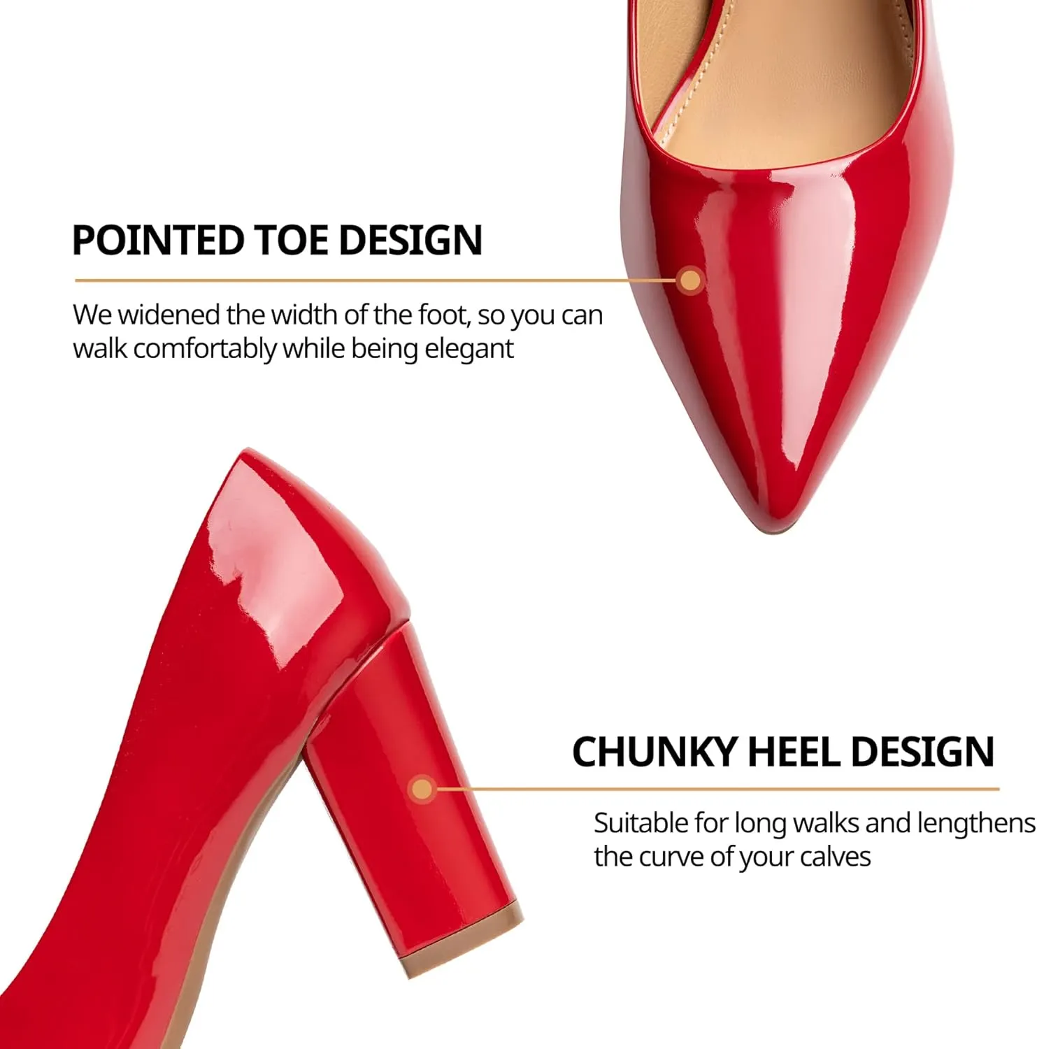 Heel The World Women's High Chunky Block Closed Toe Heels,Slip On Pointed Toe Work Dress Office Wedding Party Pumps Shoes