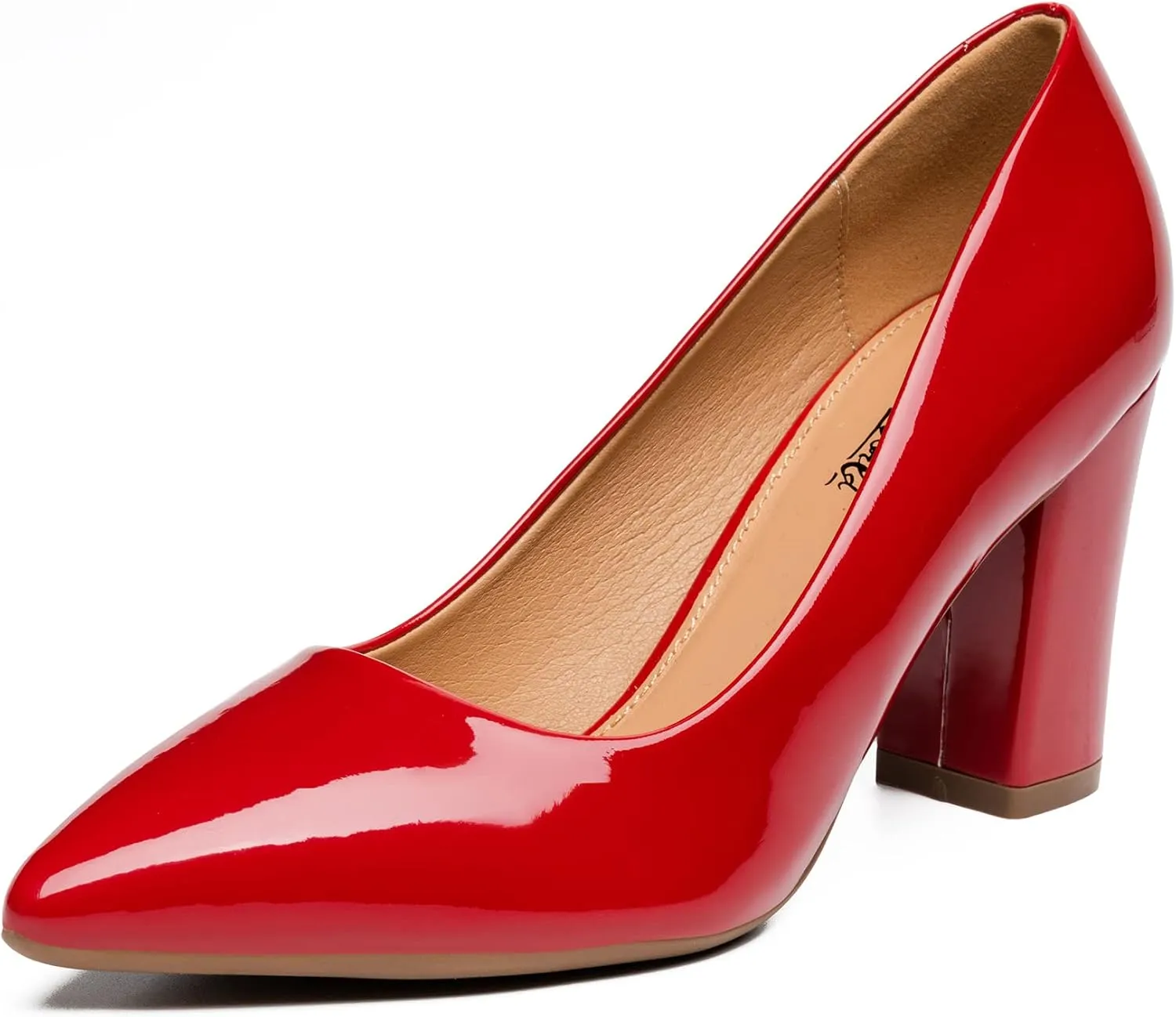 Heel The World Women's High Chunky Block Closed Toe Heels,Slip On Pointed Toe Work Dress Office Wedding Party Pumps Shoes