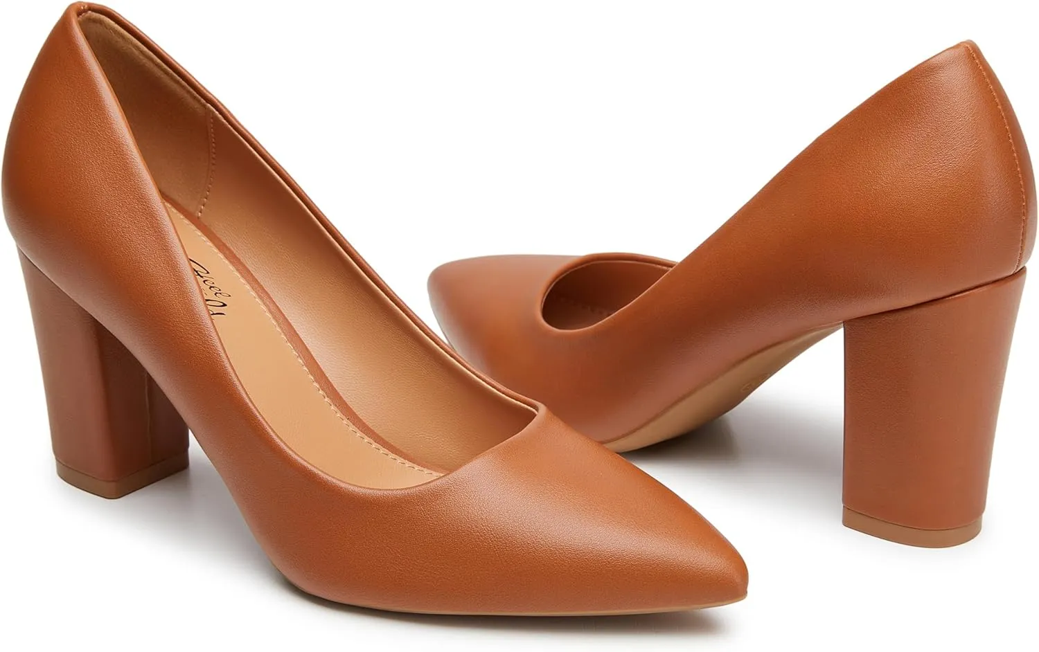 Heel The World Women's High Chunky Block Closed Toe Heels,Slip On Pointed Toe Work Dress Office Wedding Party Pumps Shoes