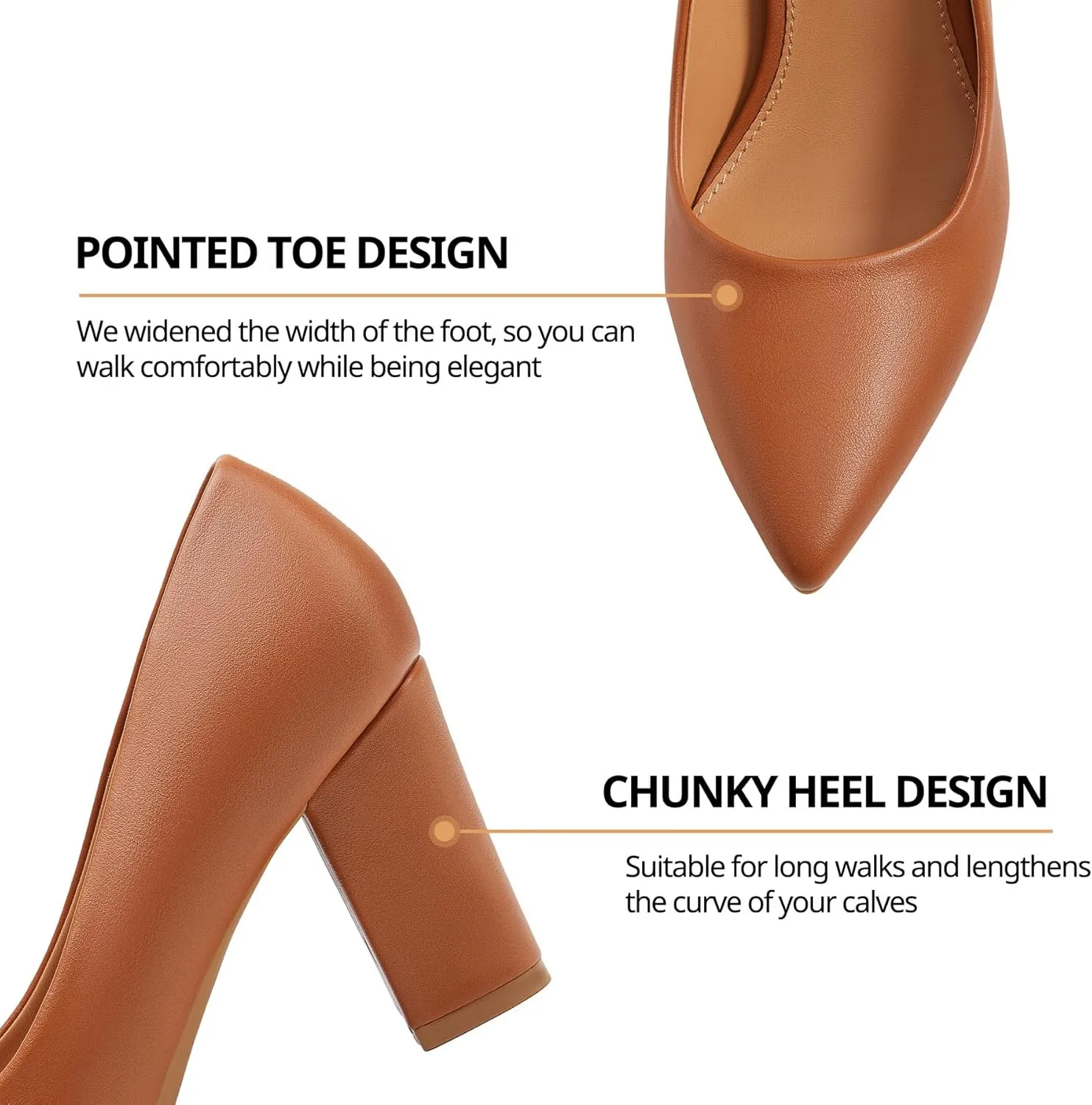 Heel The World Women's High Chunky Block Closed Toe Heels,Slip On Pointed Toe Work Dress Office Wedding Party Pumps Shoes