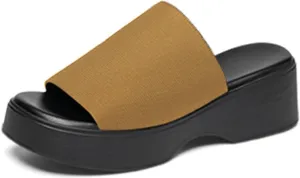 Heeled Mules for Women Platform Heel Slip On Sandals Wedges Flatform Slides Sandals