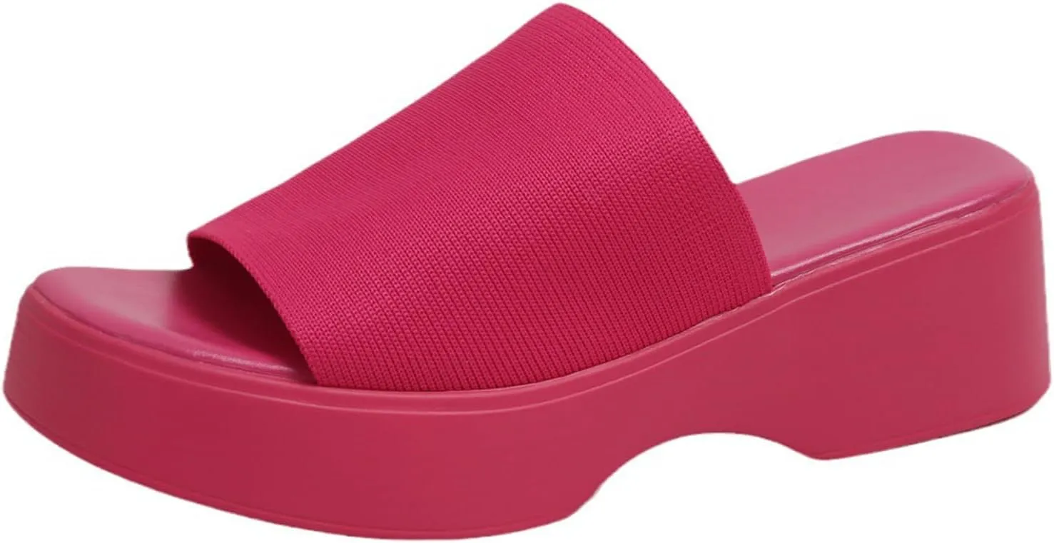 Heeled Mules for Women Platform Heel Slip On Sandals Wedges Flatform Slides Sandals