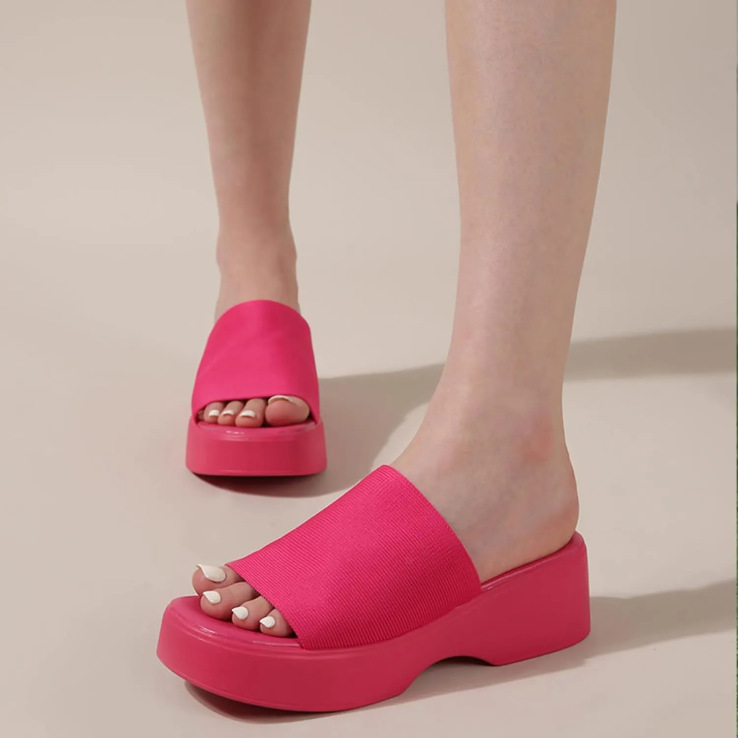 Heeled Mules for Women Platform Heel Slip On Sandals Wedges Flatform Slides Sandals