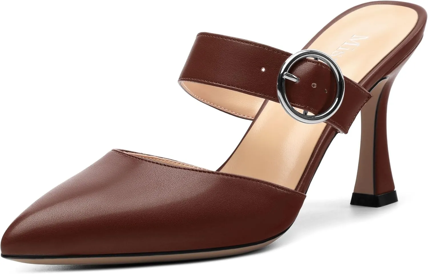 Heeled Sandals for Women Pointed Toe Slip-on Kitten Heels Sandals Kitten Heels Mules Party Wedding Pumps Shoes 3inch