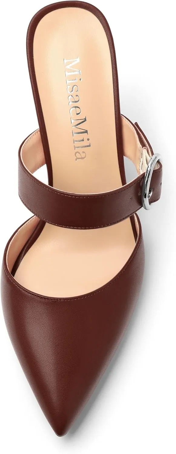 Heeled Sandals for Women Pointed Toe Slip-on Kitten Heels Sandals Kitten Heels Mules Party Wedding Pumps Shoes 3inch