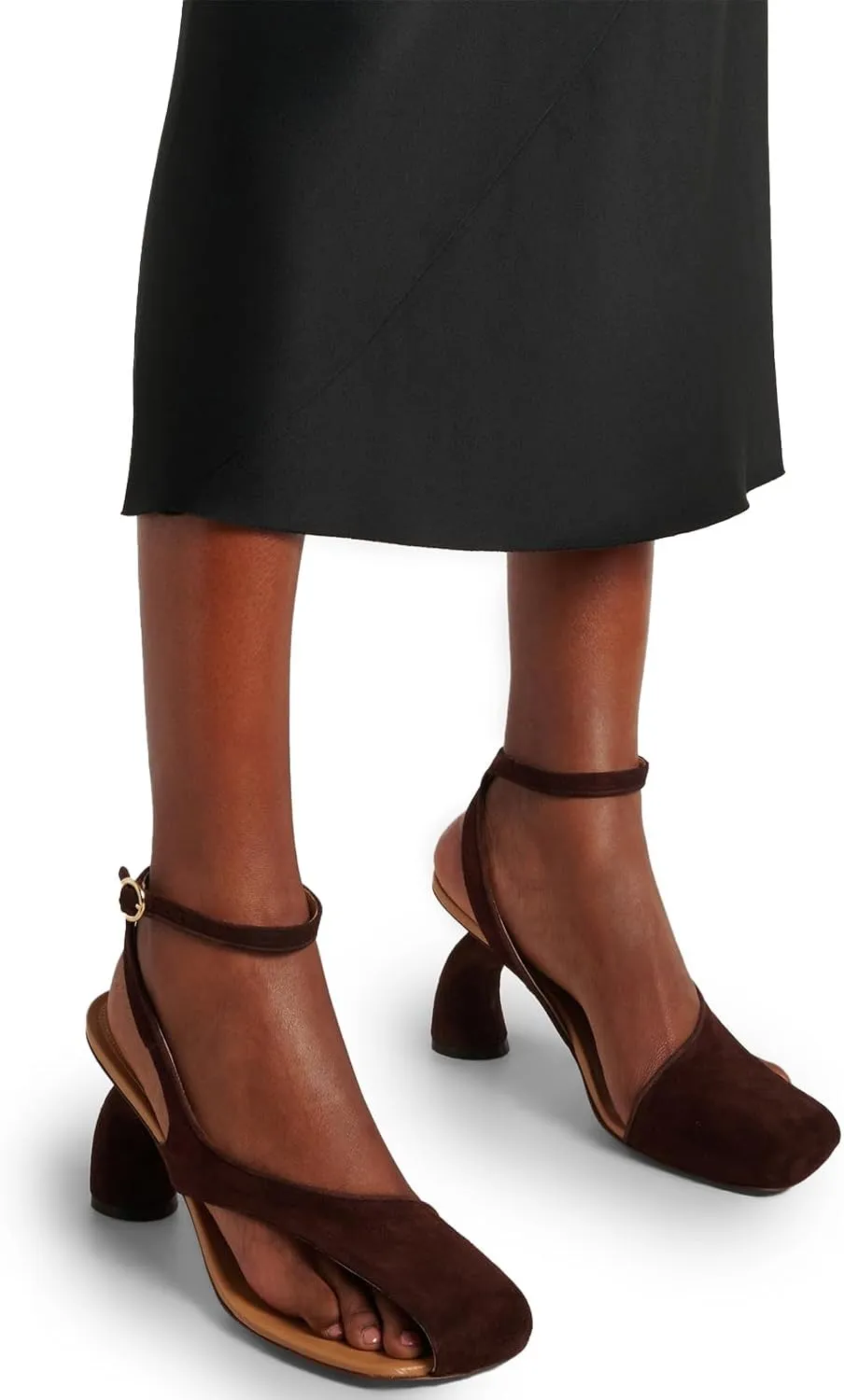 Heeled Sandals for Women Square Toe High Heels Pumps Ankle Strap Buckle Heels Curved Block Heel Casual Wedding Party Shoes