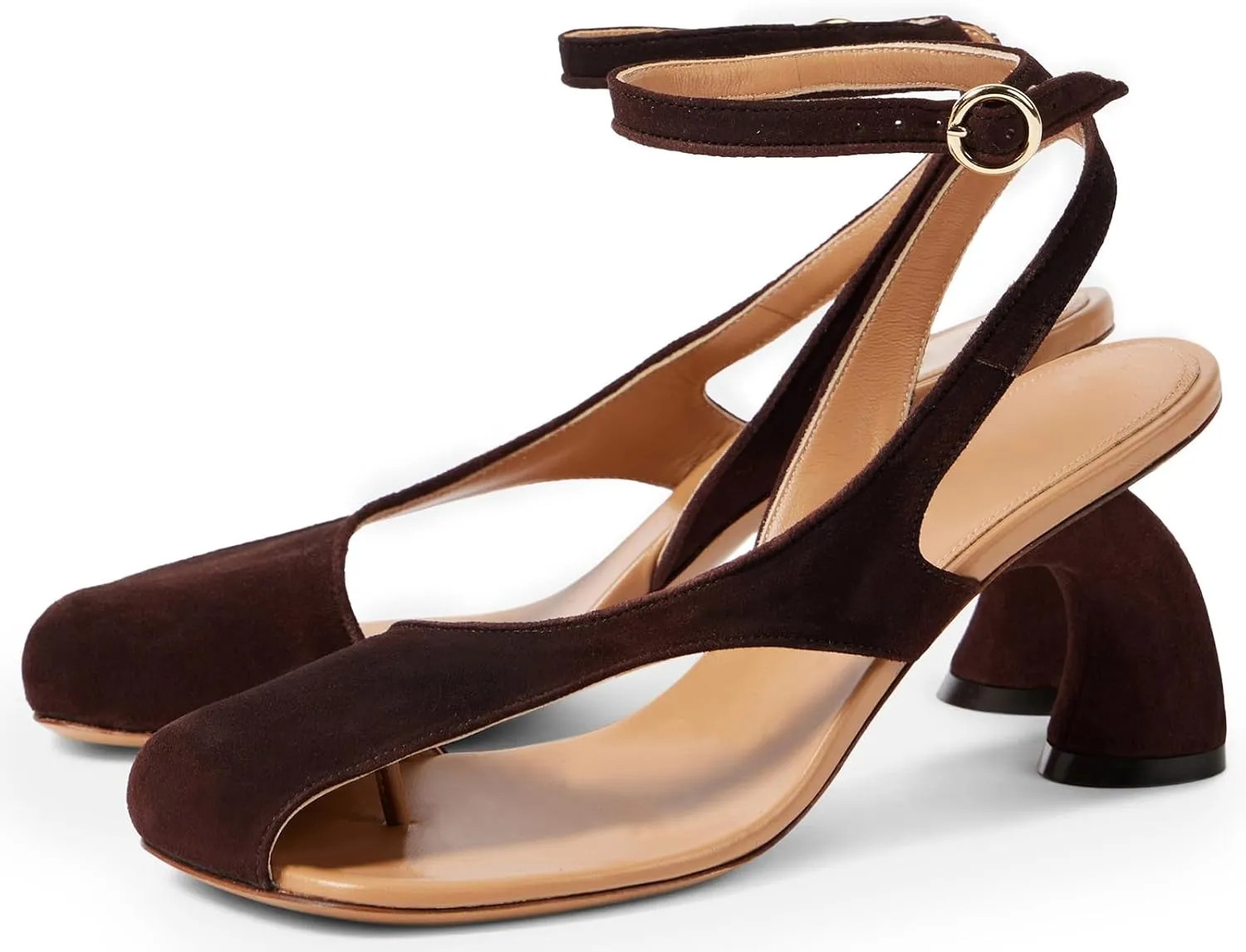 Heeled Sandals for Women Square Toe High Heels Pumps Ankle Strap Buckle Heels Curved Block Heel Casual Wedding Party Shoes