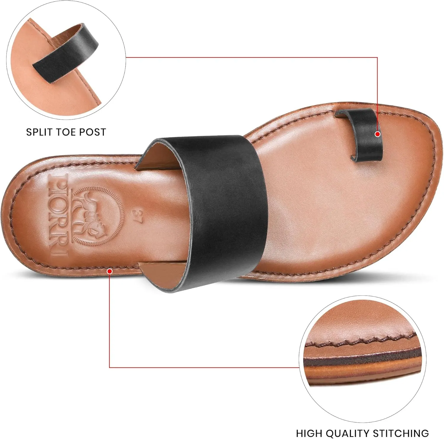 Hestia Women’s Split Toe Natural Leather Slide Sandals