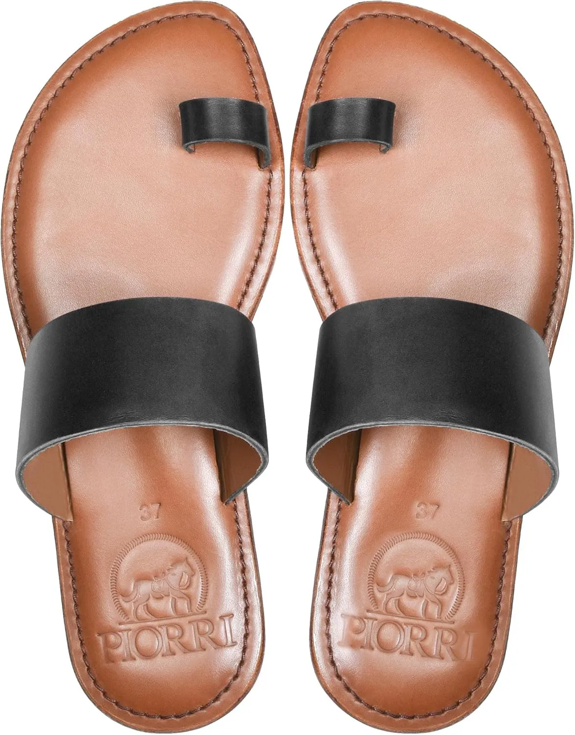 Hestia Women’s Split Toe Natural Leather Slide Sandals