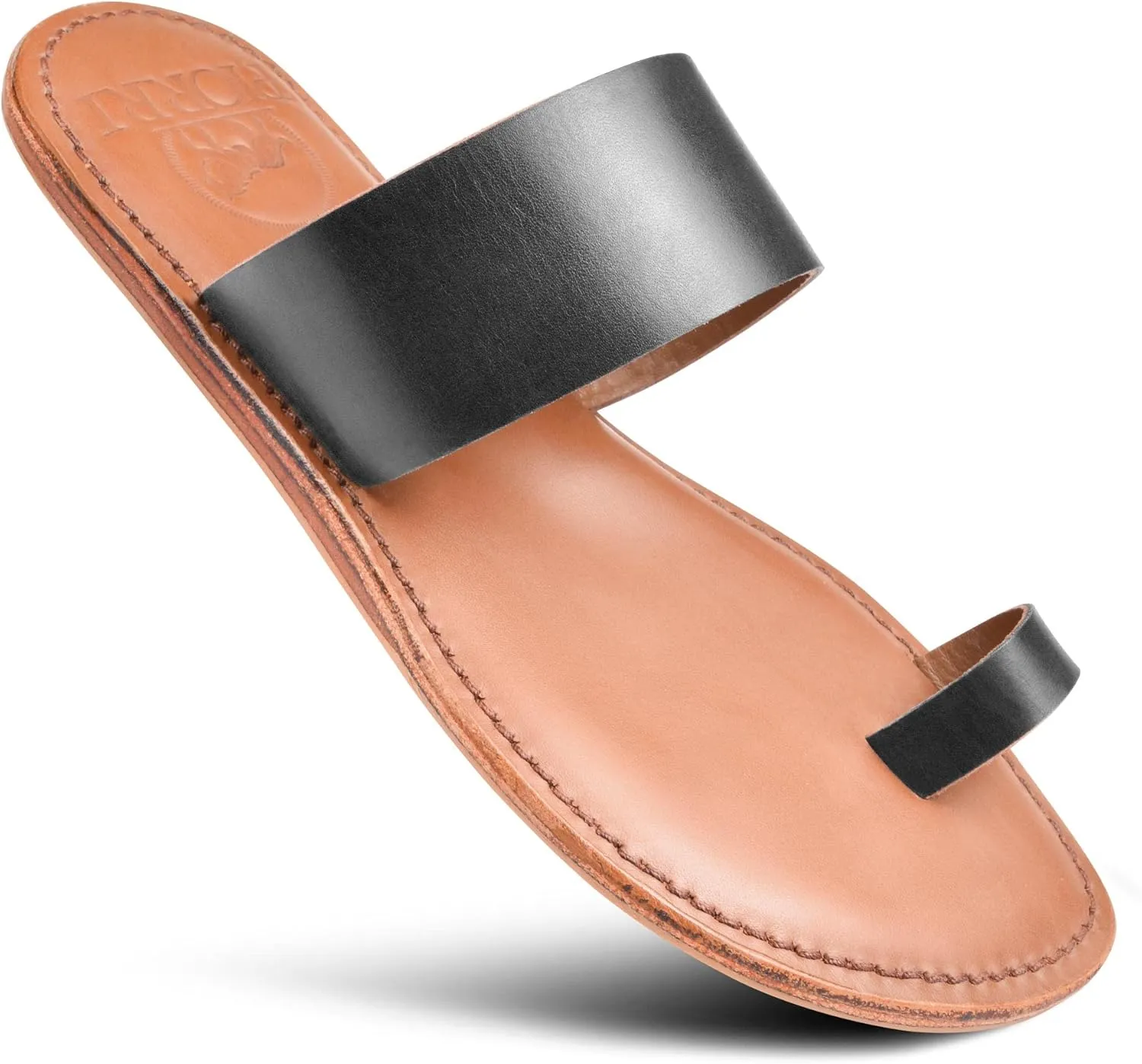 Hestia Women’s Split Toe Natural Leather Slide Sandals