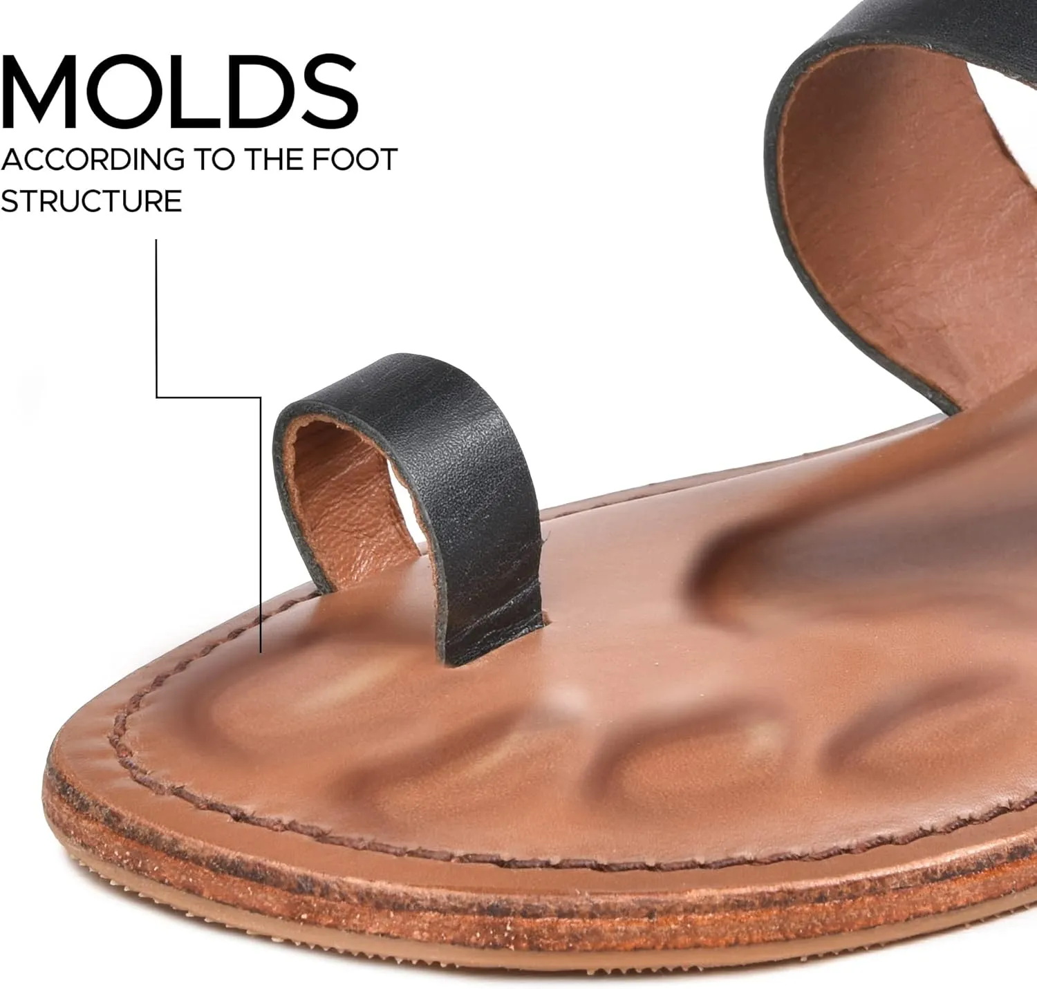 Hestia Women’s Split Toe Natural Leather Slide Sandals