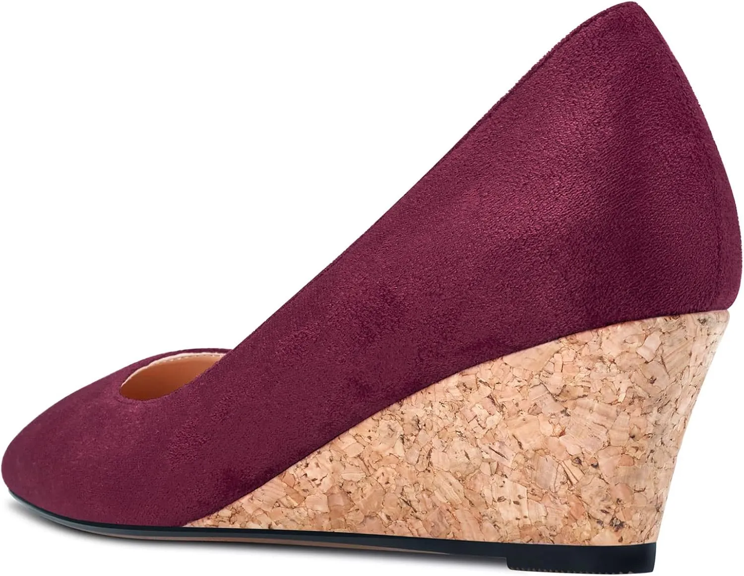 HEUIVZAR Pumps for Women Slip-on Closed Square Toe Block Chunky Wedge Low Heel Pumps Suede Shopping Vacation Classic 2 Inch