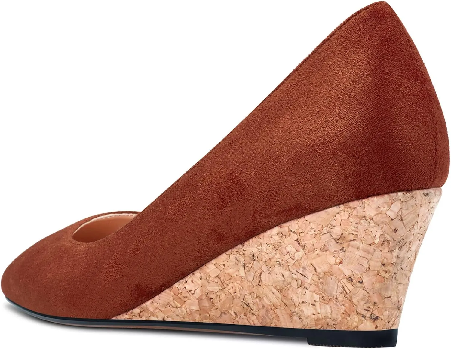 HEUIVZAR Pumps for Women Slip-on Closed Square Toe Block Chunky Wedge Low Heel Pumps Suede Shopping Vacation Classic 2 Inch