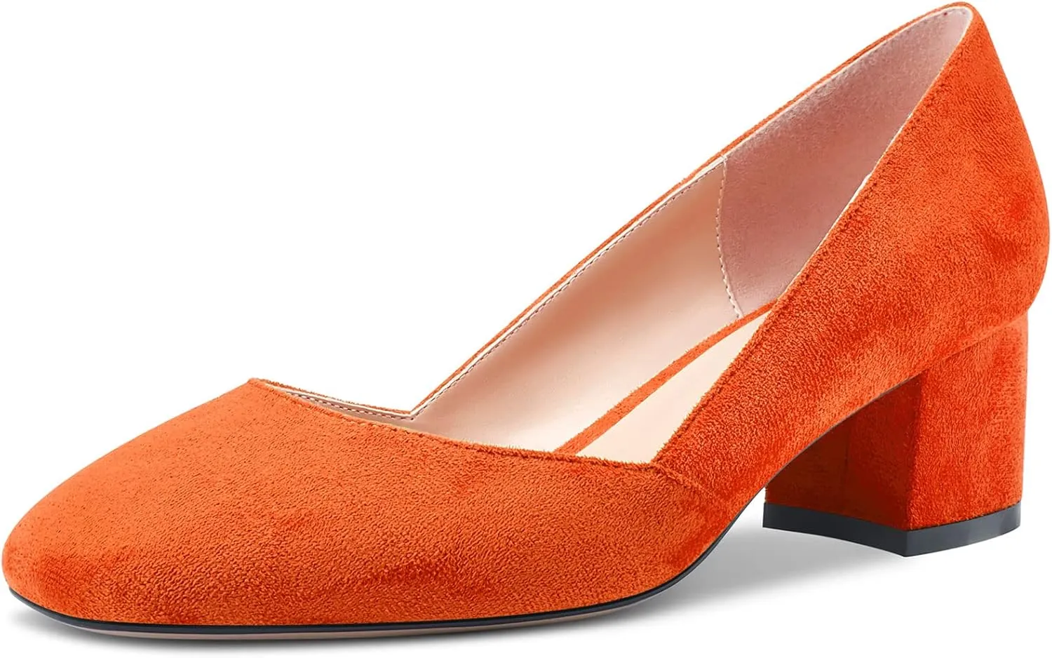 HEUIVZAR Pumps for Women Slip-on Round Toe Block Chunky Low Heel Shopping Vacation Classic Suede 2 Inch