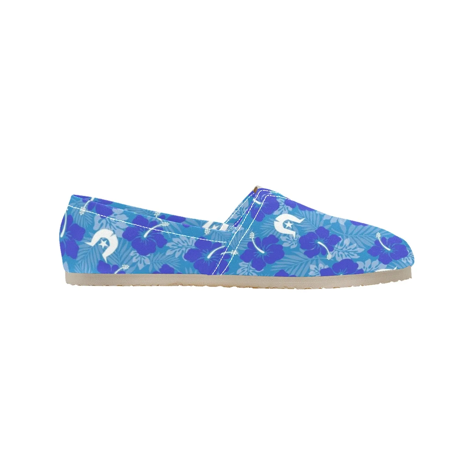 Hibiscus flowers with Dhari (Royal blue) on Men's Classic Canvas Slip-On Shoes