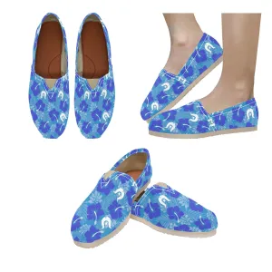 Hibiscus flowers with Dhari (Royal blue) on Men's Classic Canvas Slip-On Shoes
