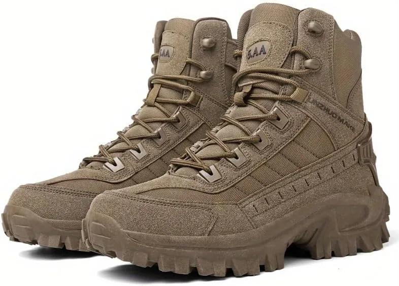 High-Top Hiking Boots for Adventures Men's High-Top Hiking Boots - Durable, Non-Slip, Lace-Up for Outdoor Adventures & Sports