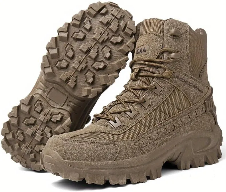 High-Top Hiking Boots for Adventures Men's High-Top Hiking Boots - Durable, Non-Slip, Lace-Up for Outdoor Adventures & Sports