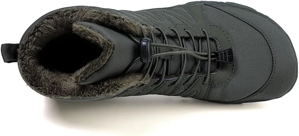 HiGropcore Barefoot Snow Boots for Women Men, Warm Fur Lined Water Repellent Winter Barefoot Shoes, Wide Toe Box Lightweight Outdoor Ankle Boots