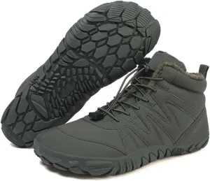 HiGropcore Barefoot Snow Boots for Women Men, Warm Fur Lined Water Repellent Winter Barefoot Shoes, Wide Toe Box Lightweight Outdoor Ankle Boots