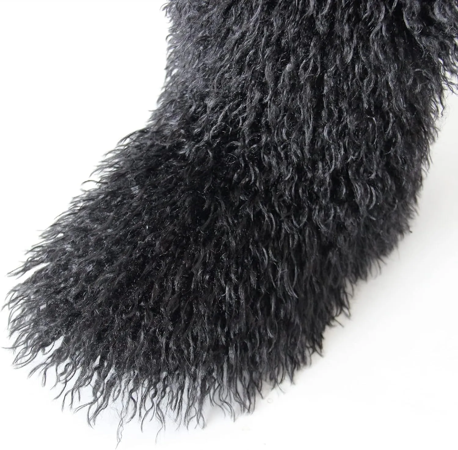 HINDOLA Womens Faux Fur Boots Plush Warm Snow Boots Fuzzy Fluffy Furry Round Toe Suede Boots Comfortable Winter Ankle Booties Anti Slip Outdoor Indoor Flat Shoes