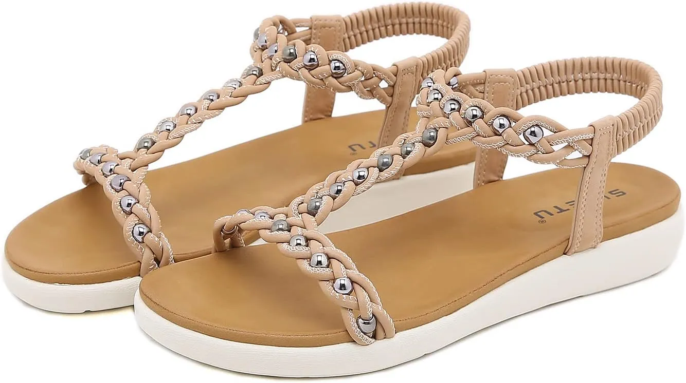 HNGHOU Women's Summer Sandals Shoes Casual Comfort Open Toe Shoes Flat Sandals
