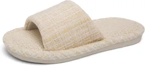 House Slippers Indoor Cotton Flax Slippers, Women's and Men's Casual Soft Non-slip Open Toed Mute Slippers