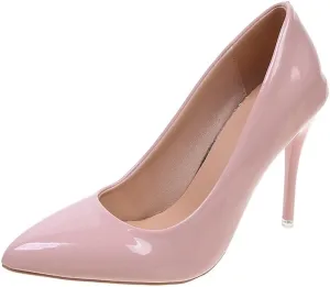 HuangTaiJi Qing Women's Fashion Stiletto Heels Shoes Simple Sexy Closed Toe High Heeled Slip-on Dress Pumps for Work
