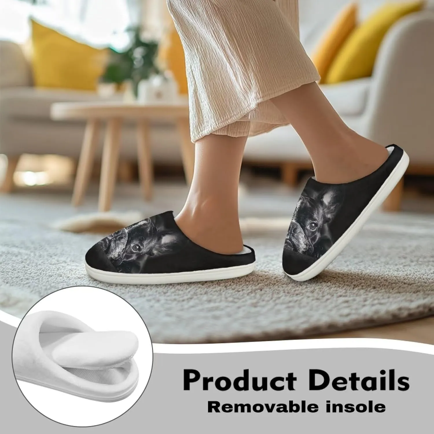 HUGS IDEA Slipper for Women Men Soft Scuff Slippers Anti-Slip Bedroom House Shoes Warm Cozy Plush