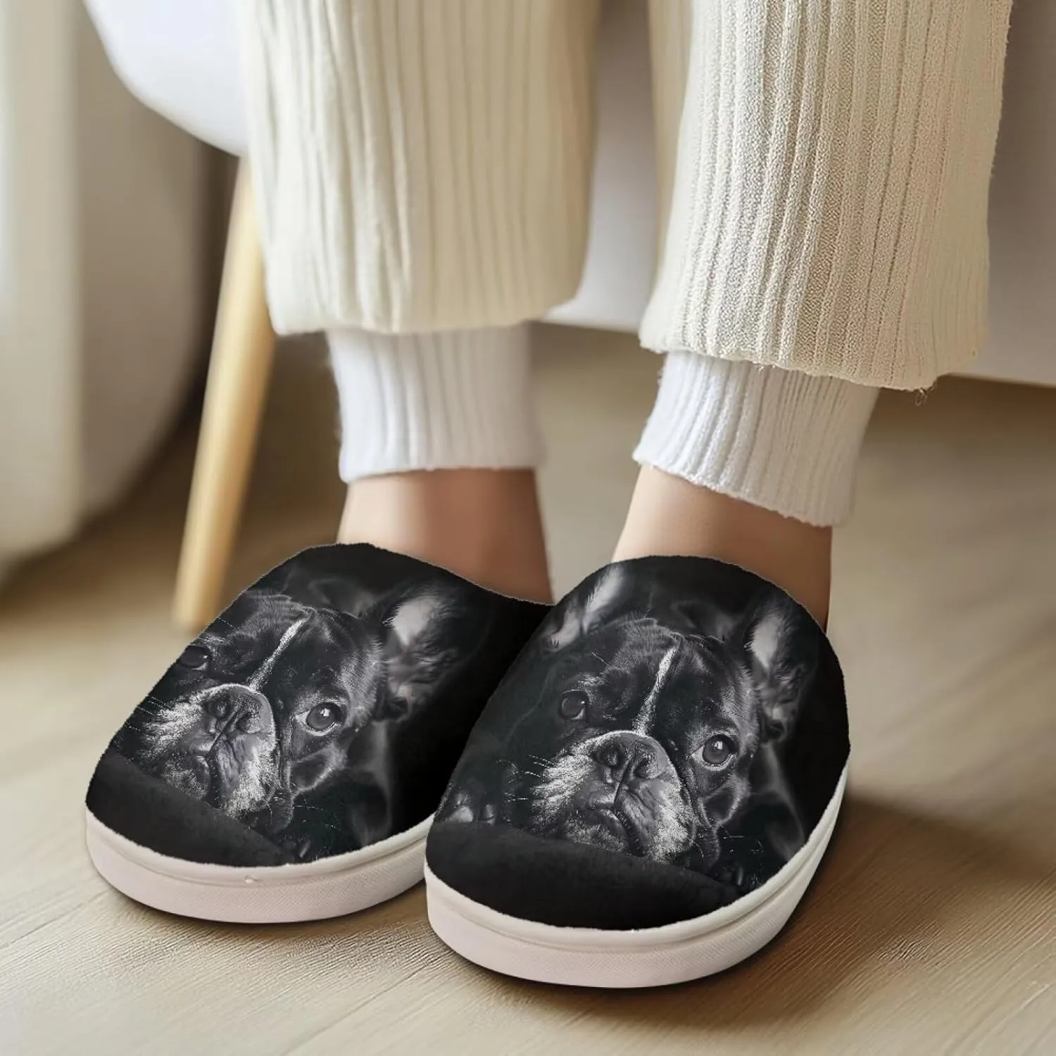 HUGS IDEA Slipper for Women Men Soft Scuff Slippers Anti-Slip Bedroom House Shoes Warm Cozy Plush