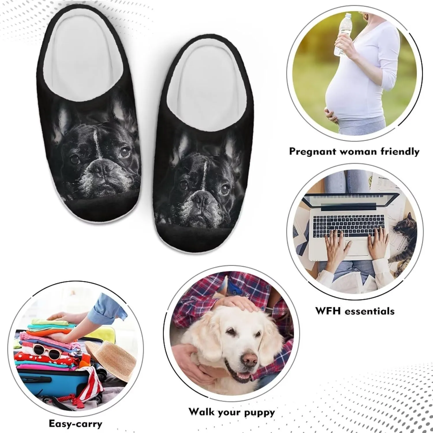 HUGS IDEA Slipper for Women Men Soft Scuff Slippers Anti-Slip Bedroom House Shoes Warm Cozy Plush