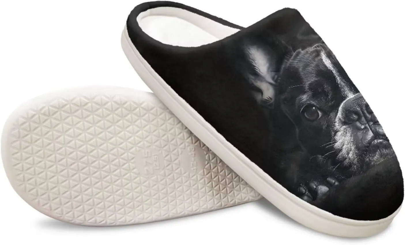 HUGS IDEA Slipper for Women Men Soft Scuff Slippers Anti-Slip Bedroom House Shoes Warm Cozy Plush