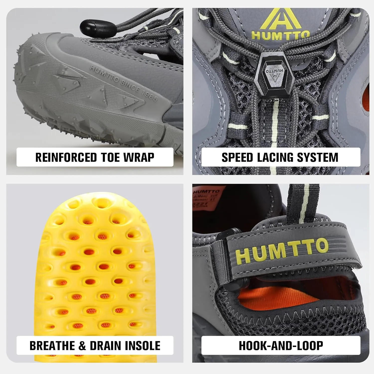 HUMTTO Men's Amphibious Closed Toe Hiking Sandals Quick-Dry Water Shoes Non-Slip Athletic Adjustable Outdoor Fisherman Beach Summer Walking Travel Shoe