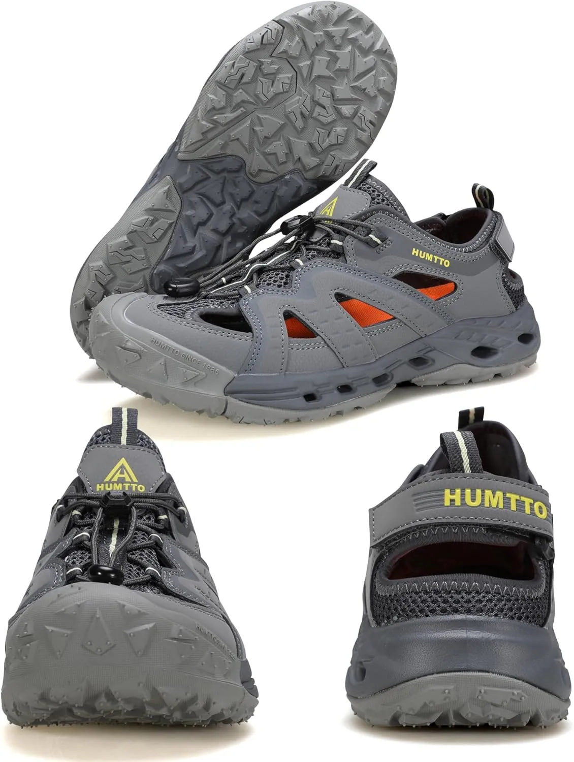 HUMTTO Men's Amphibious Closed Toe Hiking Sandals Quick-Dry Water Shoes Non-Slip Athletic Adjustable Outdoor Fisherman Beach Summer Walking Travel Shoe