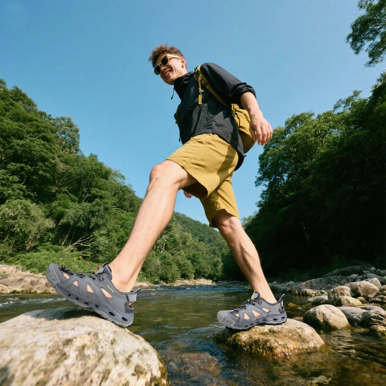 HUMTTO Men's Amphibious Closed Toe Hiking Sandals Quick-Dry Water Shoes Non-Slip Athletic Adjustable Outdoor Fisherman Beach Summer Walking Travel Shoe