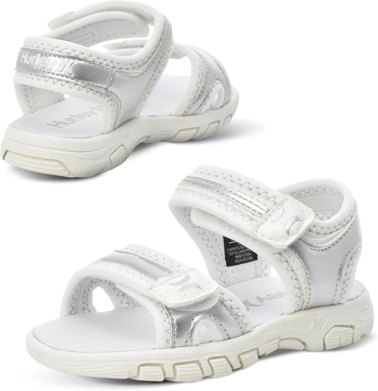 Hurley Loni Toddler Water Shoes, Beach Essentials, Girls and Boys Open Toe Sandals, Lightweight, Breathable and Two Adjustable Straps