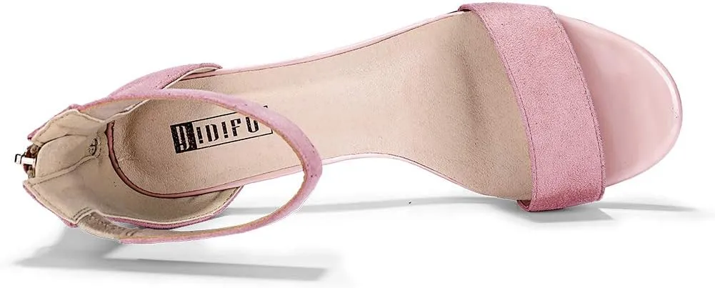 IDIFU Kitten Heels for Women IN2 Low Heels Open Toe Ankle Strap Heeled Sandals Wedding Bridal Evening Prom Party Dress Shoes Womens Heels With Zipper