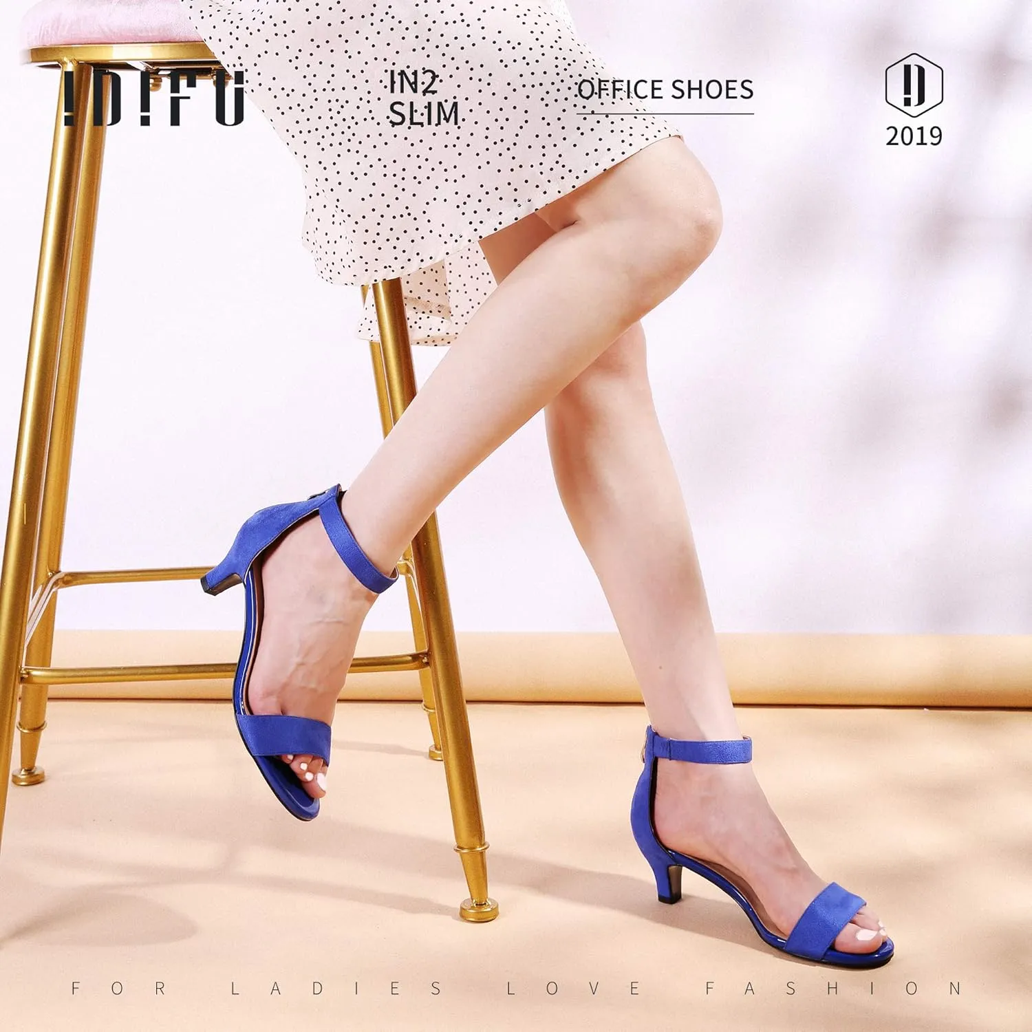 IDIFU Kitten Heels for Women IN2 Low Heels Open Toe Ankle Strap Heeled Sandals Wedding Bridal Evening Prom Party Dress Shoes Womens Heels With Zipper