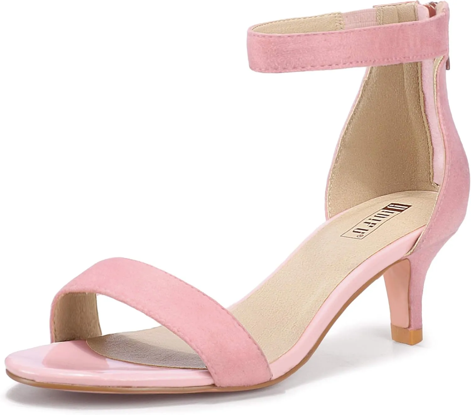 IDIFU Kitten Heels for Women IN2 Low Heels Open Toe Ankle Strap Heeled Sandals Wedding Bridal Evening Prom Party Dress Shoes Womens Heels With Zipper