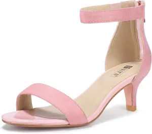 IDIFU Kitten Heels for Women IN2 Low Heels Open Toe Ankle Strap Heeled Sandals Wedding Bridal Evening Prom Party Dress Shoes Womens Heels With Zipper