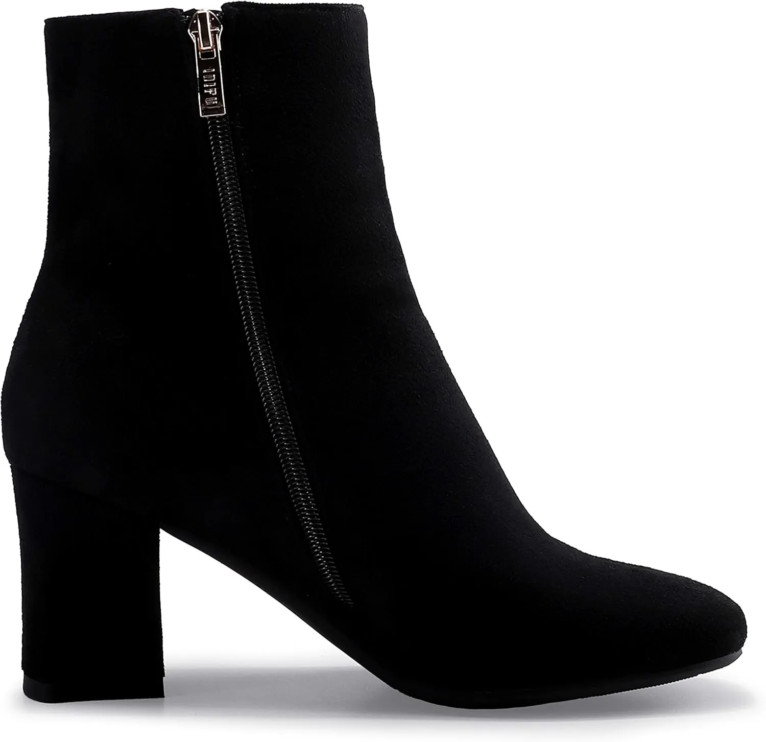 IDIFU Women's Aliza Fashion Square Toe Short Boots Side Zipper Low Block Heel Ankle Booties