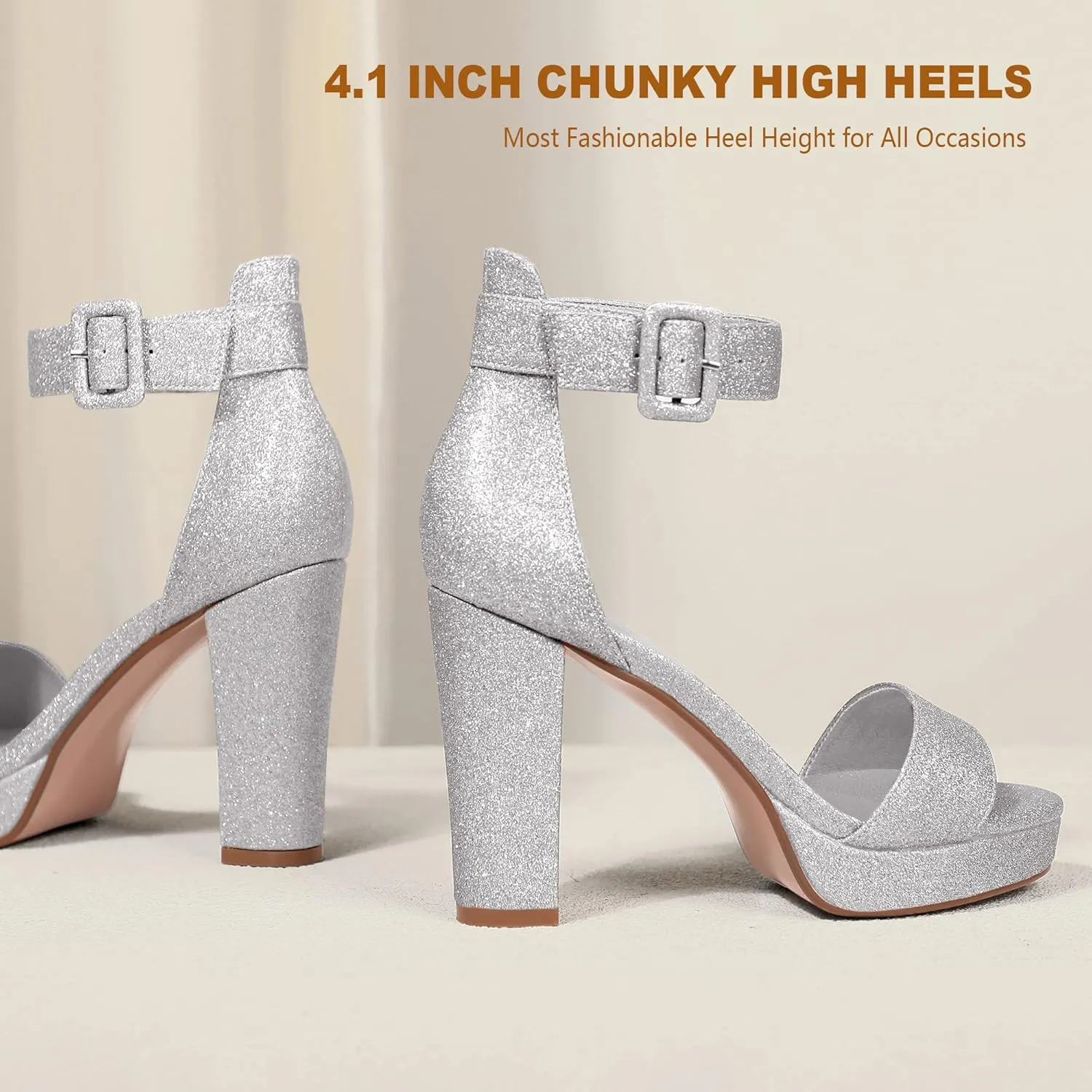 IDIFU Women's IN4 Sabrina Platform Chunky High Heels Ankle Strap Heeled Sandals Wedding Party Dress Shoes