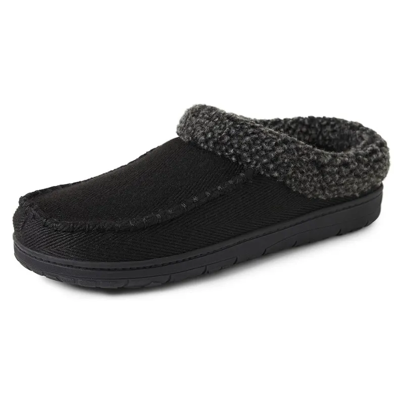 Indoor Slip On Slippers With Soft Lining And Stitched Pattern