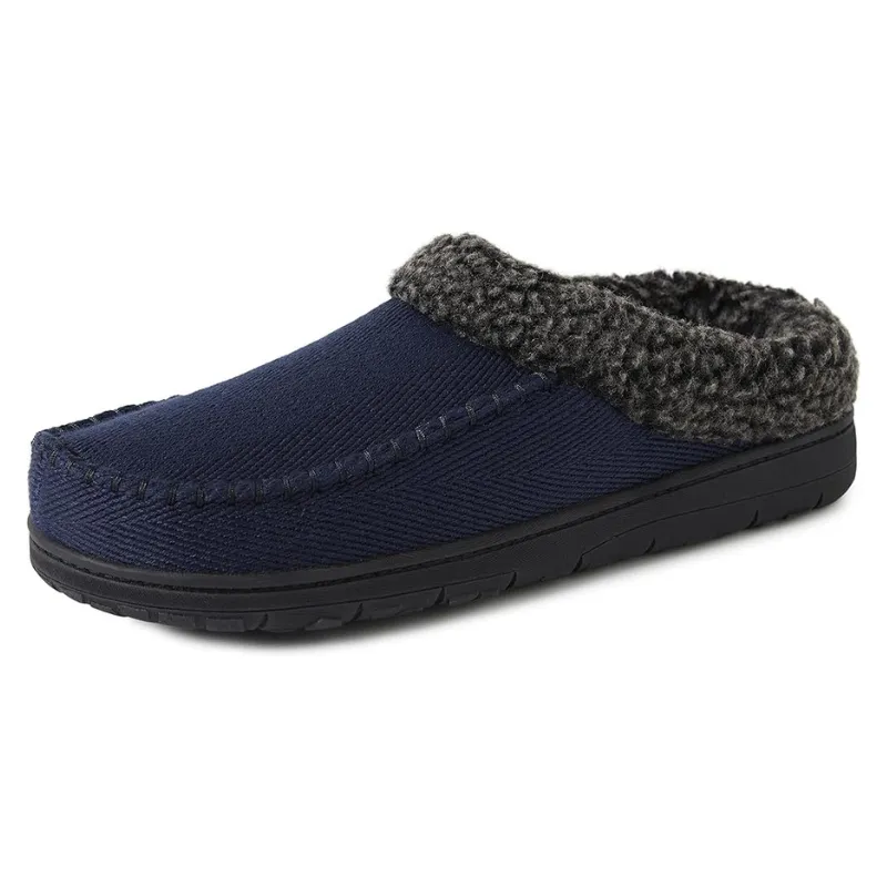 Indoor Slip On Slippers With Soft Lining And Stitched Pattern