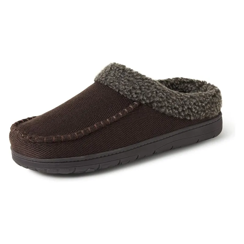 Indoor Slip On Slippers With Soft Lining And Stitched Pattern